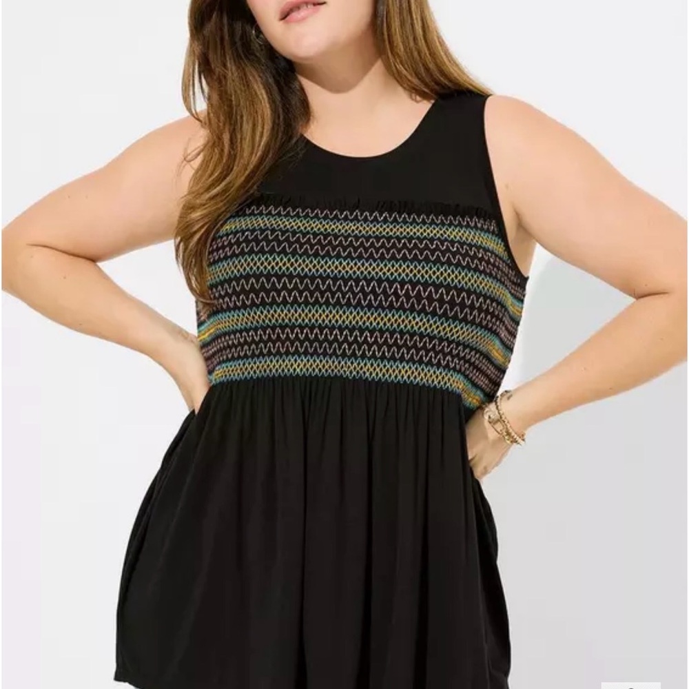 torrid super Soft Crew Neck‎ Smocked Tank 3X